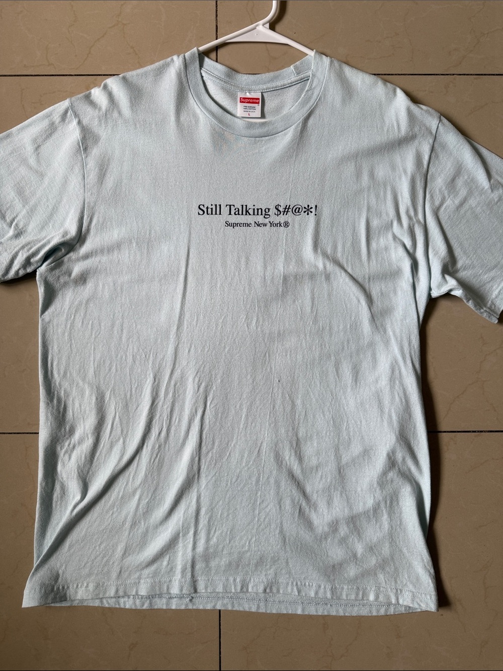 Supreme Light Blue 'Still Talking' Logo Tee